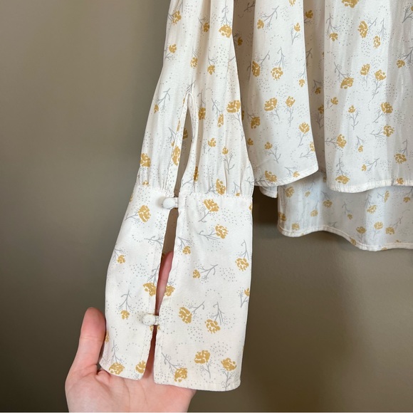 Free People Modern Muse Blouse Ivory Combo Small Button Down Top - Picture 3 of 9